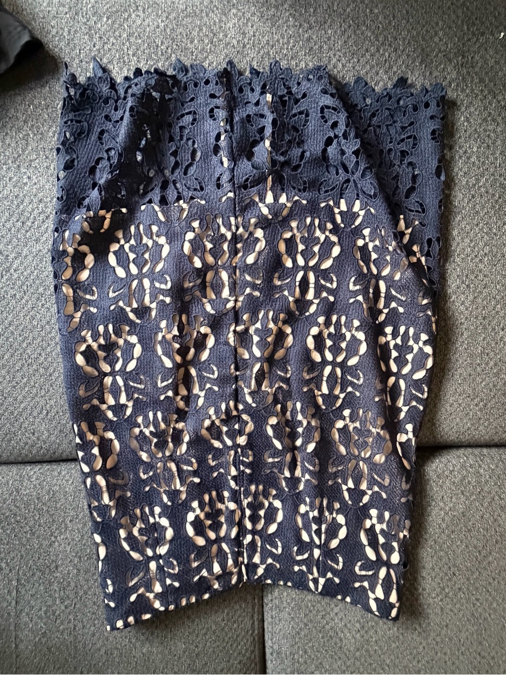 Banana Republic Navy Lace Pencil Skirt with Nude Underlay